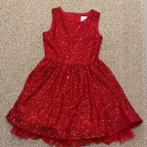 Girls Size 14 Red Sequin Sleeveless Dress